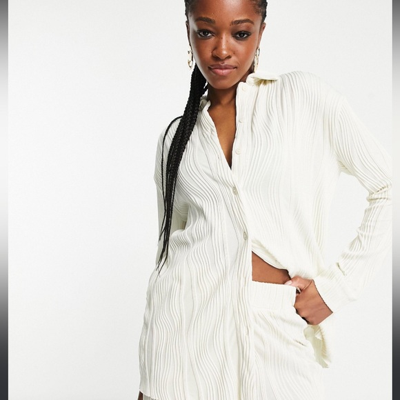 4th & The Reckless plisse shirt | cream - Picture 1 of 7